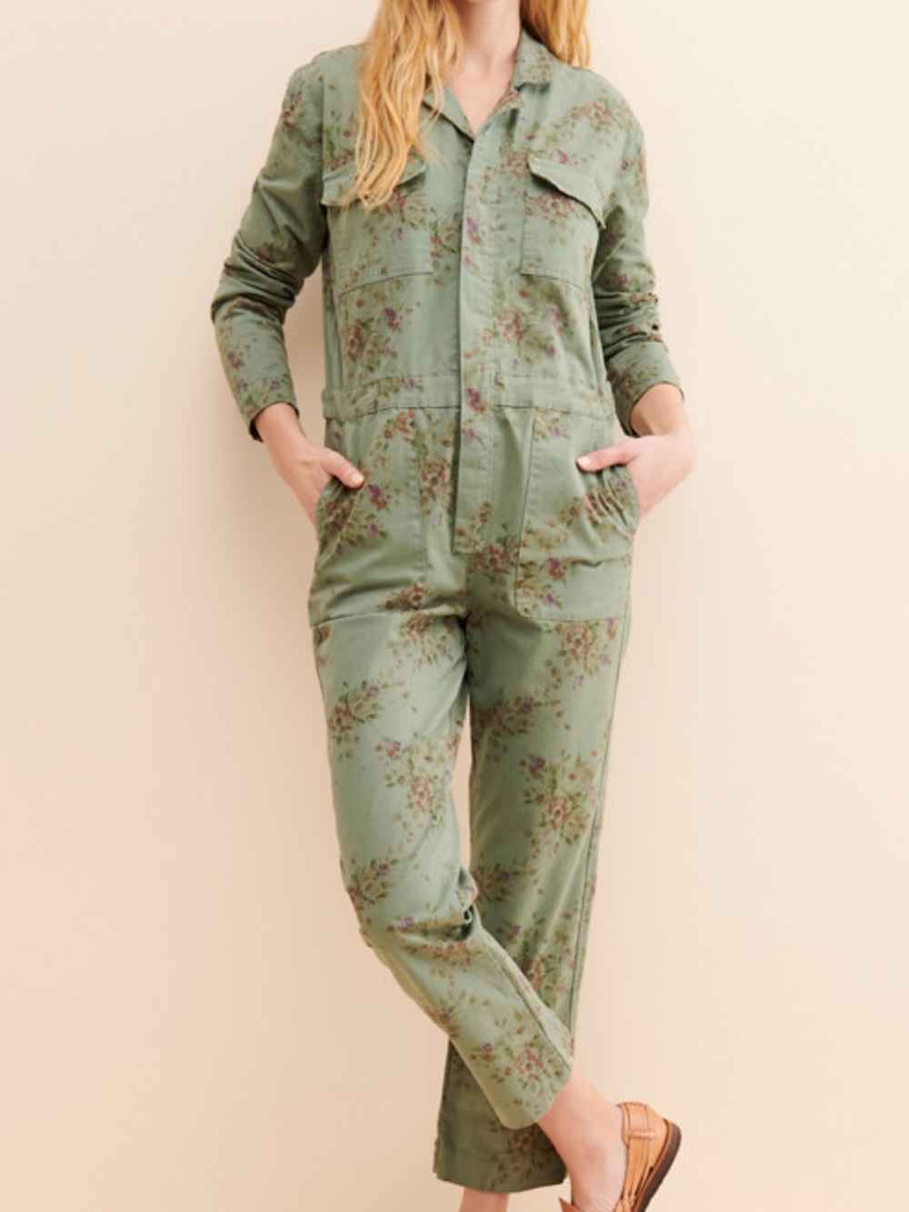 DRIFTWOOD Carley Coveralls Jumpsuit in Floral Olive S